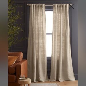 Quince Raw Silk curtain panel in sand
